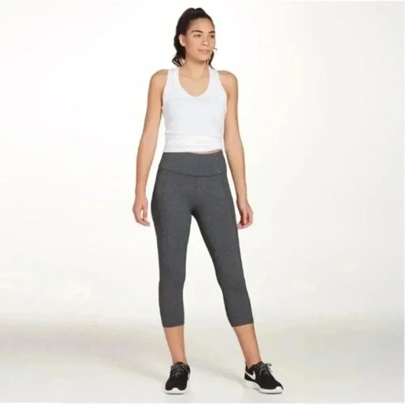 Calia Heather Gray Essential Low Rise Cinched Leg Athletic Capri Pants S - Picture 1 of 4